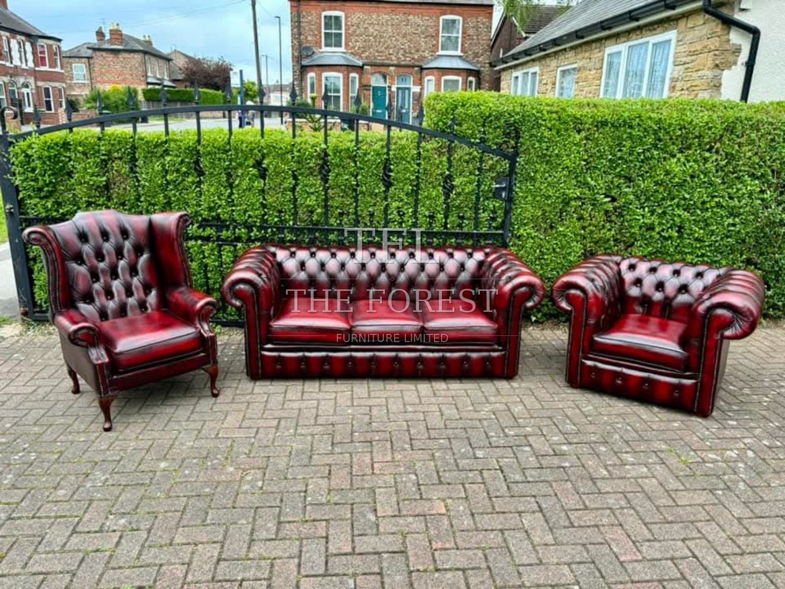 Royal British Chesterfield three two one sofa set