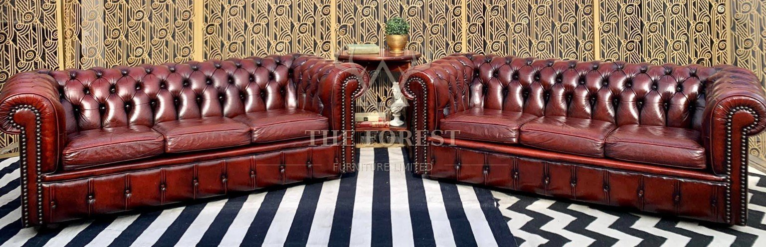 Royal British Chesterfield sofa set wide collection view