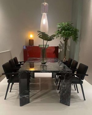 Luxury Natural Marble Dining Table Modern Stainless Steel Table
