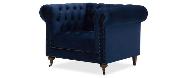 Crawford Chesterfield Heritage Royal Blue Velvet Armchair