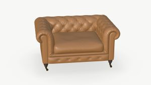 Chesterfield Yellow Leather Sofa Realistic