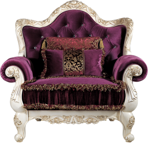 Tufted purple padded rolled-arm sofa,