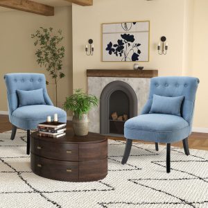 Chair with Pillow Set of 2 Blue